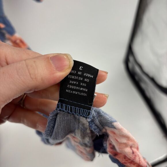 Torrid blue Sundress with peach flowers V-Neck and half Sleeves women’s 3 - Picture 6 of 7